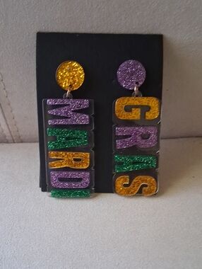 Mardi Gras Glitter Statement Earrings